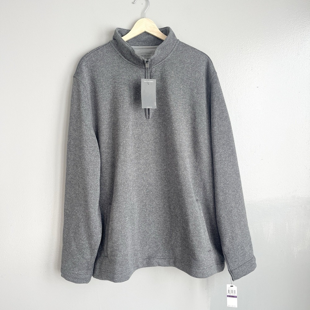 Van Heusen Essential Long Sleeve Quarter Zip Pullover Fleece Sweater XXL NWT